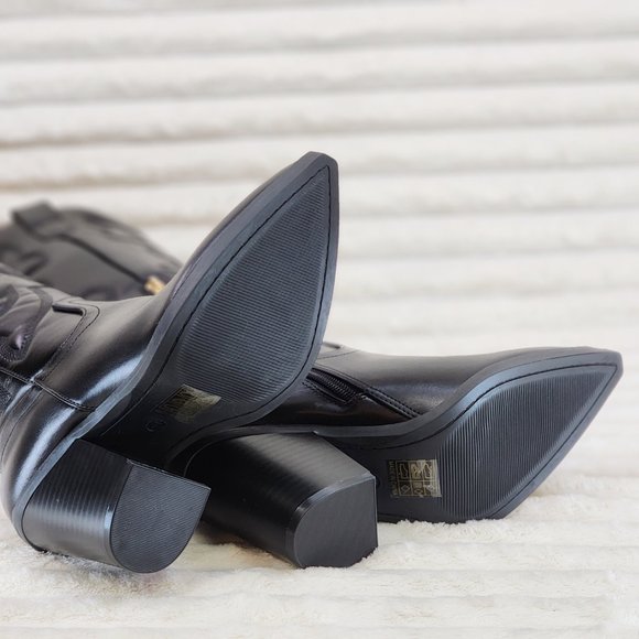 Electric Cowboy Jet Black Matte Western Knee High Cowgirl Boots Jet Black - Picture 13 of 15